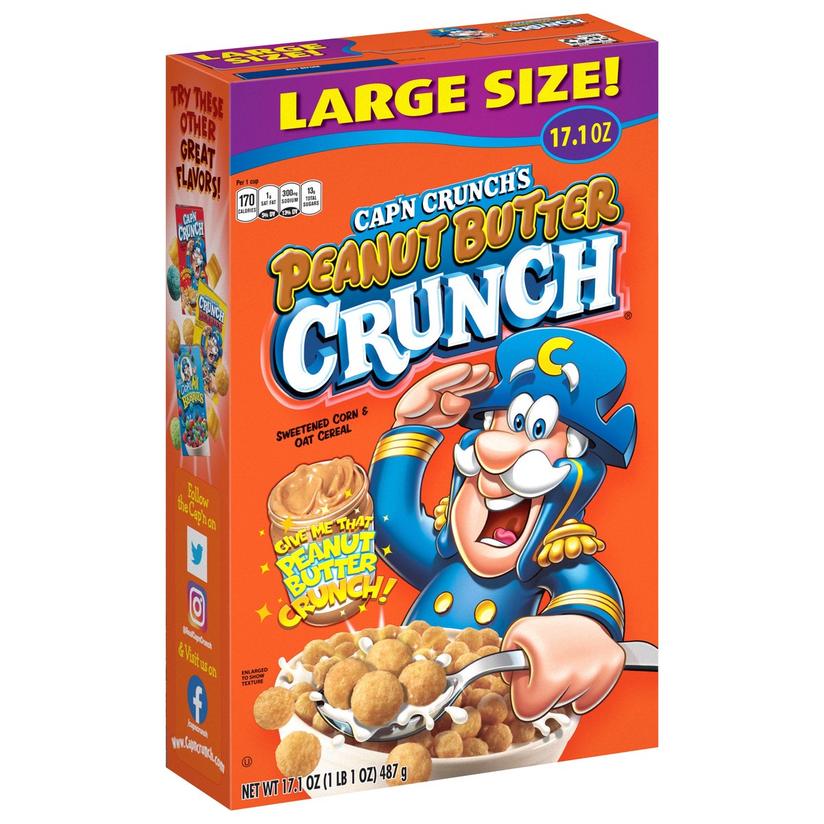 slide 2 of 7, Cap'n Crunch Peanut Butter Crunch Breakfast Cereal - Quaker Oats, 17.1 oz