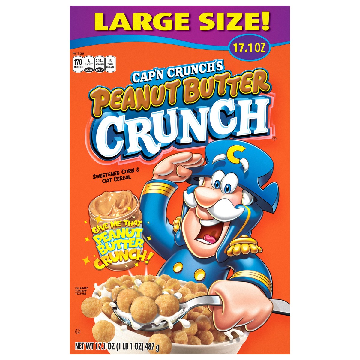 slide 1 of 7, Cap'n Crunch Peanut Butter Crunch Breakfast Cereal - Quaker Oats, 17.1 oz