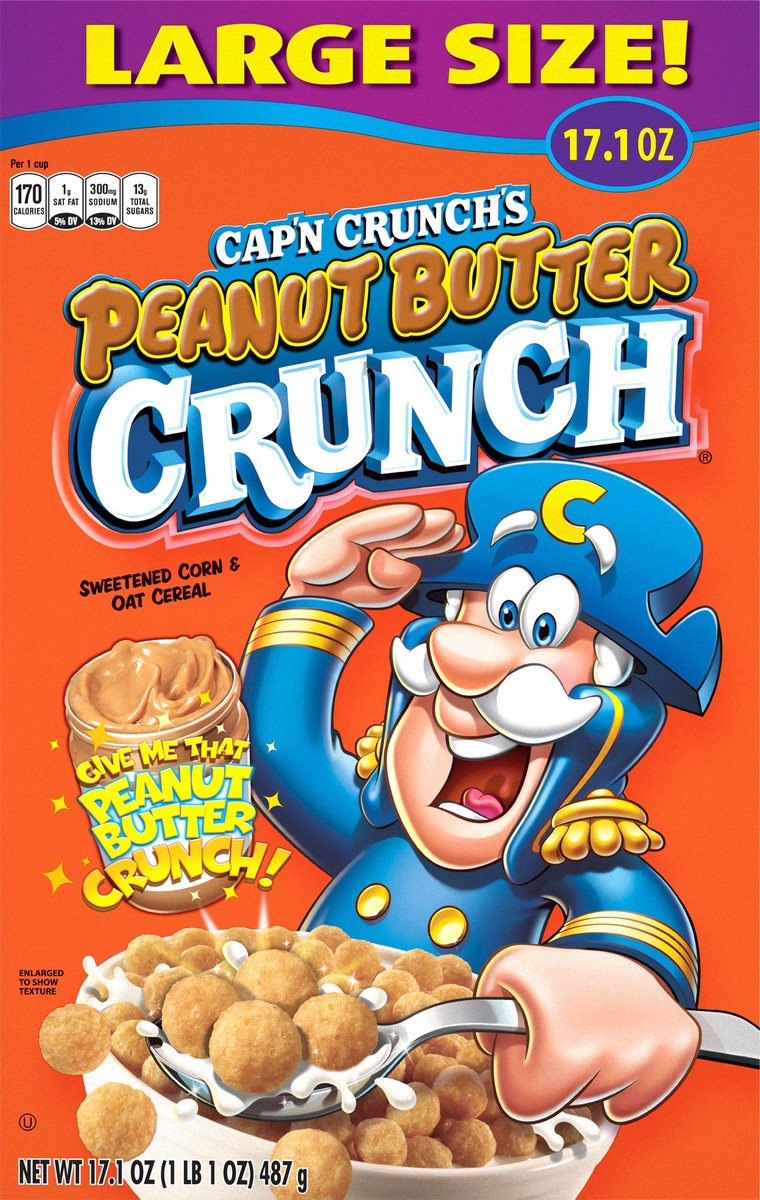 slide 6 of 7, Cap'n Crunch Peanut Butter Crunch Breakfast Cereal - Quaker Oats, 17.1 oz