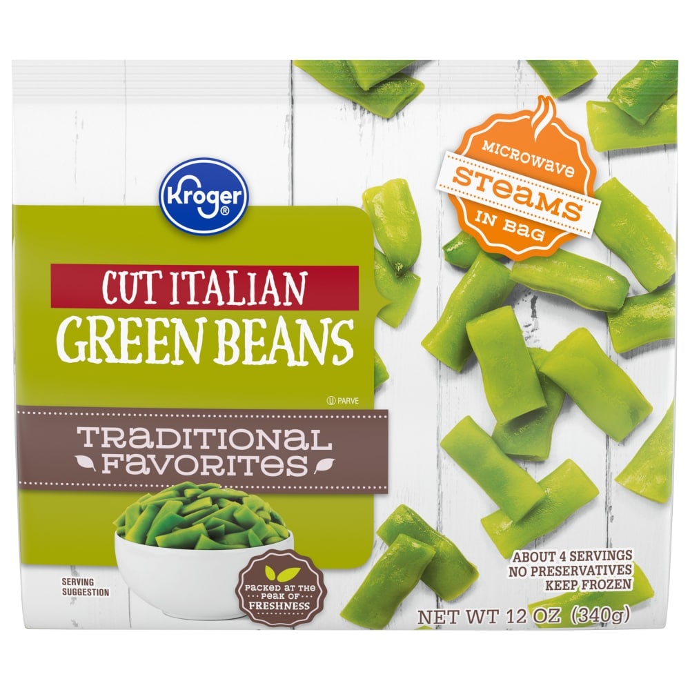 slide 1 of 2, Kroger Frozen Cut Italian Green Beans, 12 oz