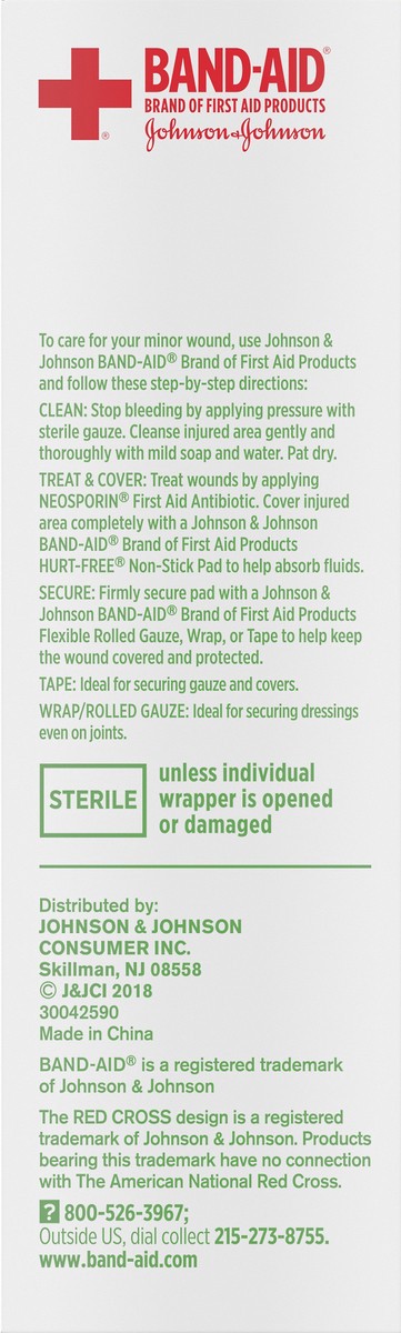 slide 6 of 7, BAND-AID Hurt-Free Non-Stick Pads with Hurt-Free Design for Wound Care & Wound Protection, Highly-Absorbent Individually-Wrapped Sterile Pads, Medium Size, 2 inches x 3 inches, 10 ct, 10 ct