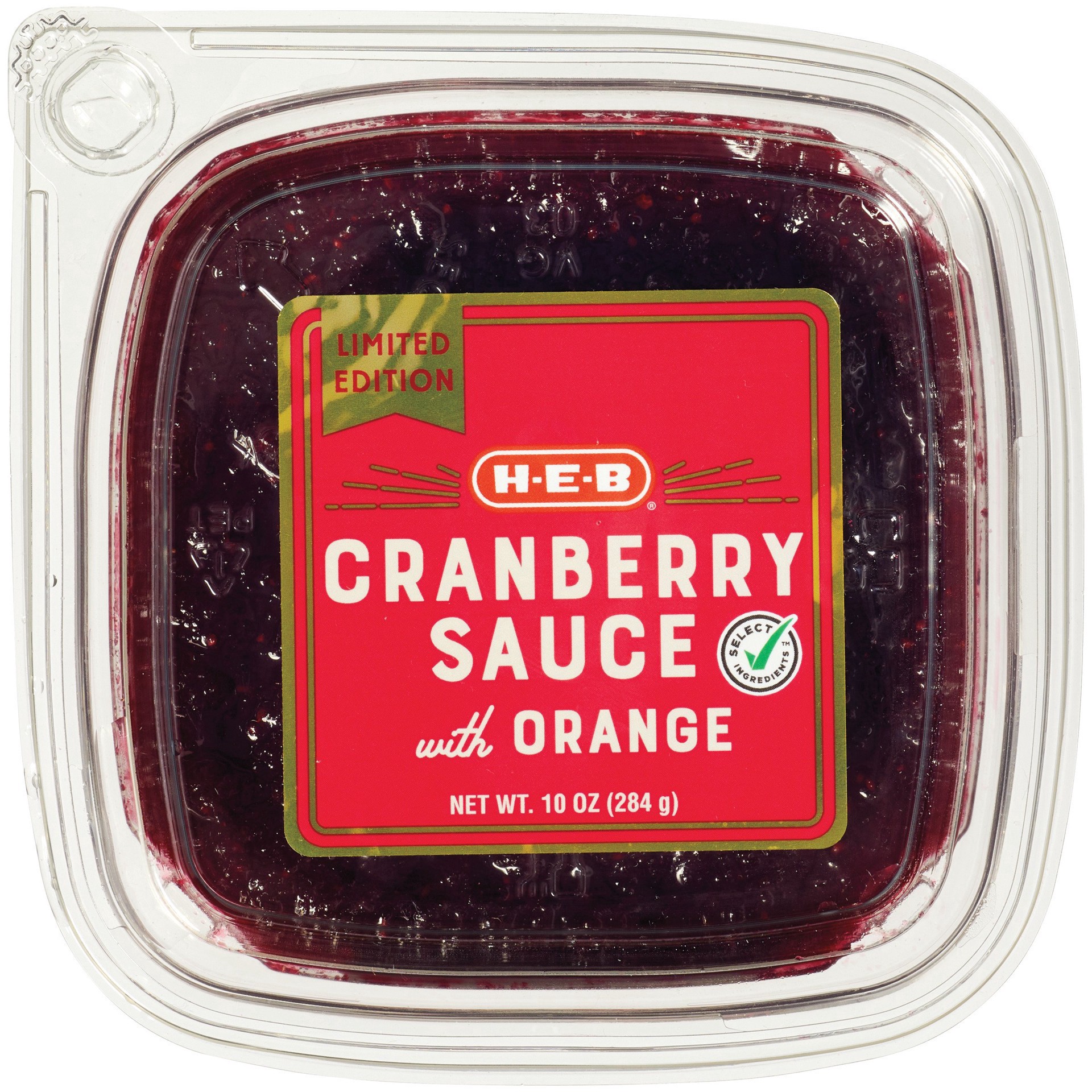 slide 1 of 1, H-E-B Cranberry Sauce with Orange (Sold Cold), 10 oz