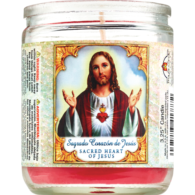 slide 1 of 1, PRAYER CANDLE Novena Candle 3.25" Jar Red "Sagrado Corazon De Jesus", 1 ct