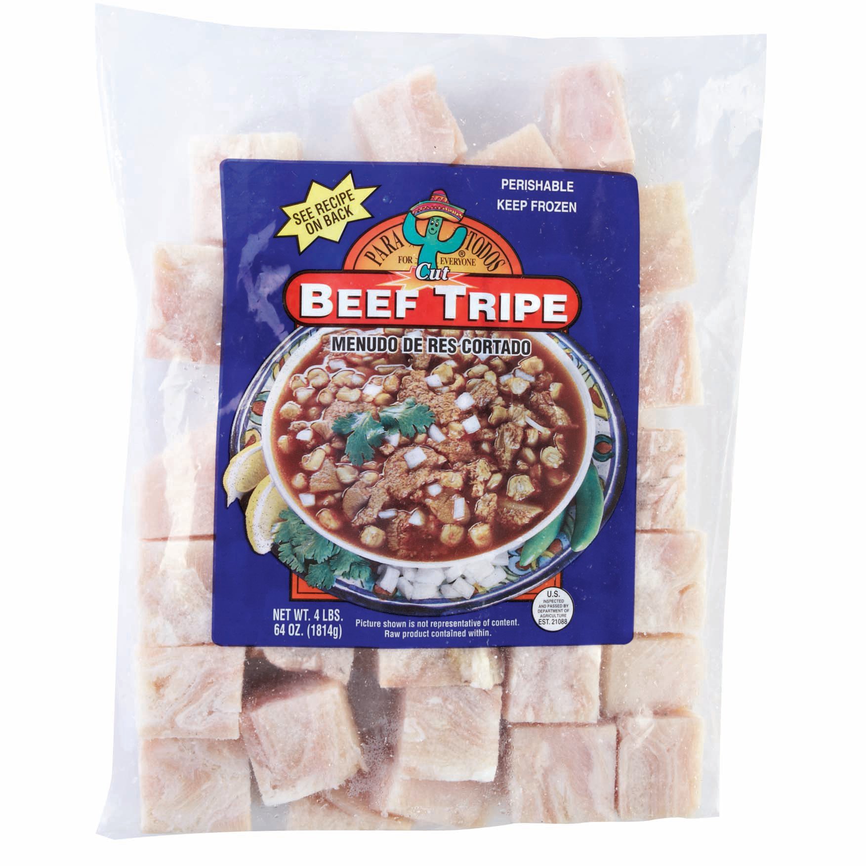 slide 1 of 1, Para Todos Diced Beef Tripe, 64 oz