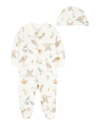 Carter's Baby 2-Piece 2-Way Zip Sleep & Play & Headwrap Set - Ivory Ivory 3M