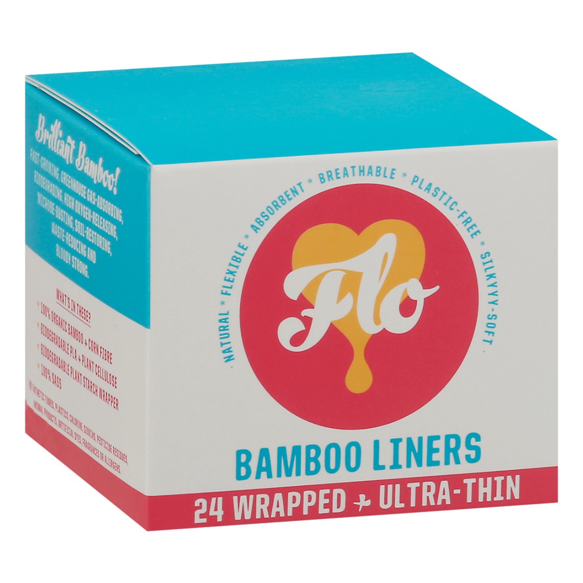 slide 9 of 9, Flo Wrapped Ultra Thin Bamboo Liners 24 ea, 24 ct