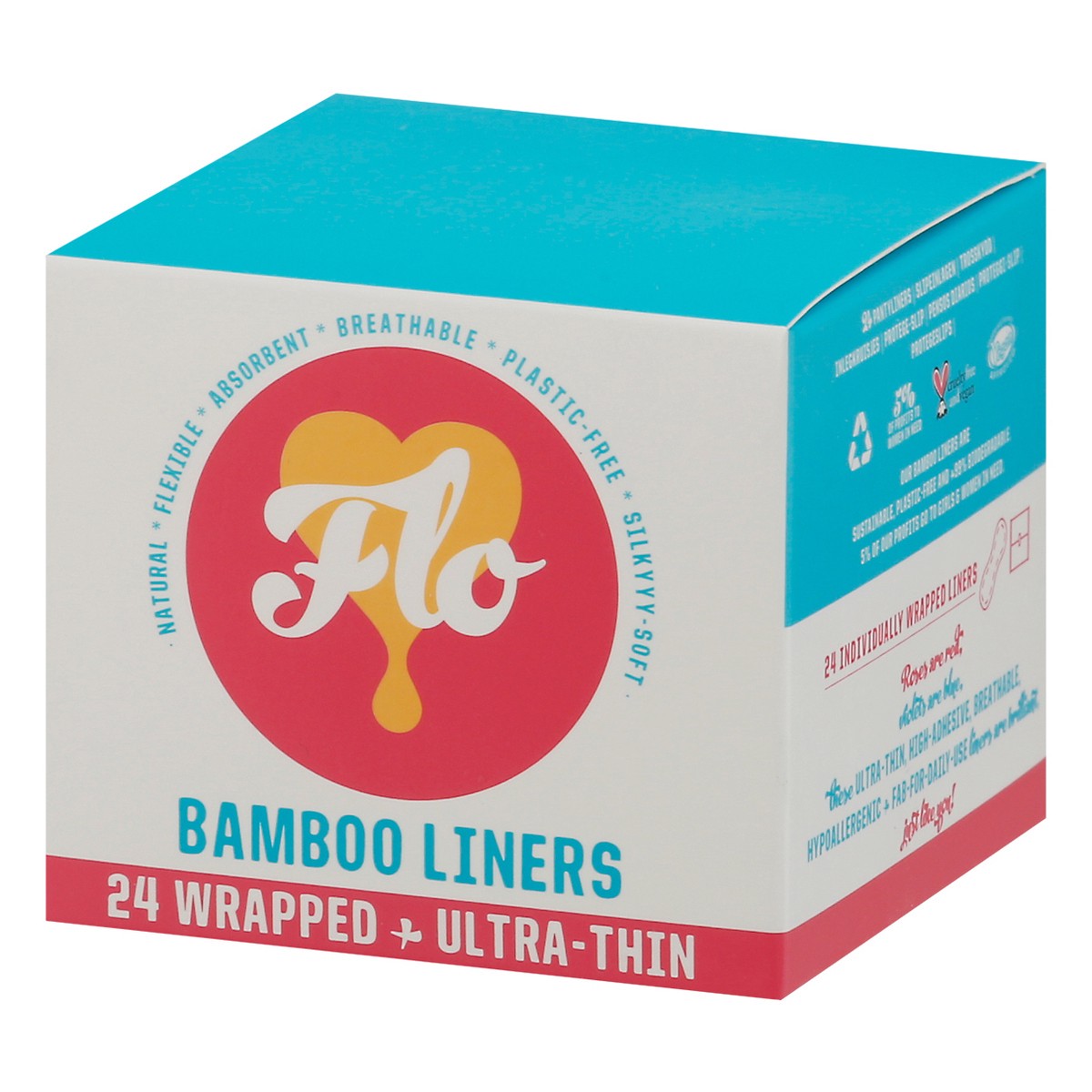 slide 7 of 9, Flo Wrapped Ultra Thin Bamboo Liners 24 ea, 24 ct