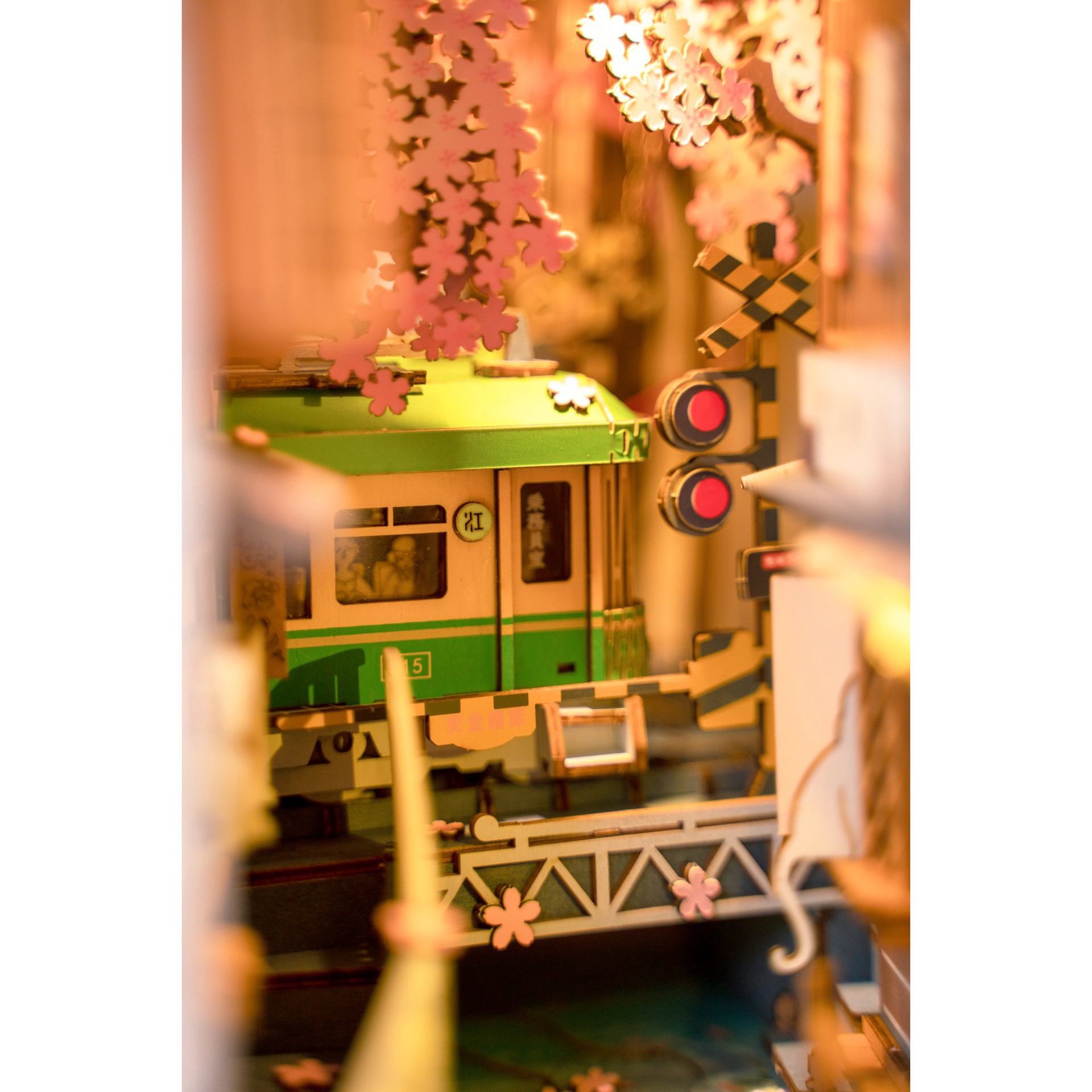 slide 6 of 9, Robotime Rolife Sakura Densya Diy Book Nook Shelf Insert Kit, 8.66 in x 7.48 in x 4.53 in