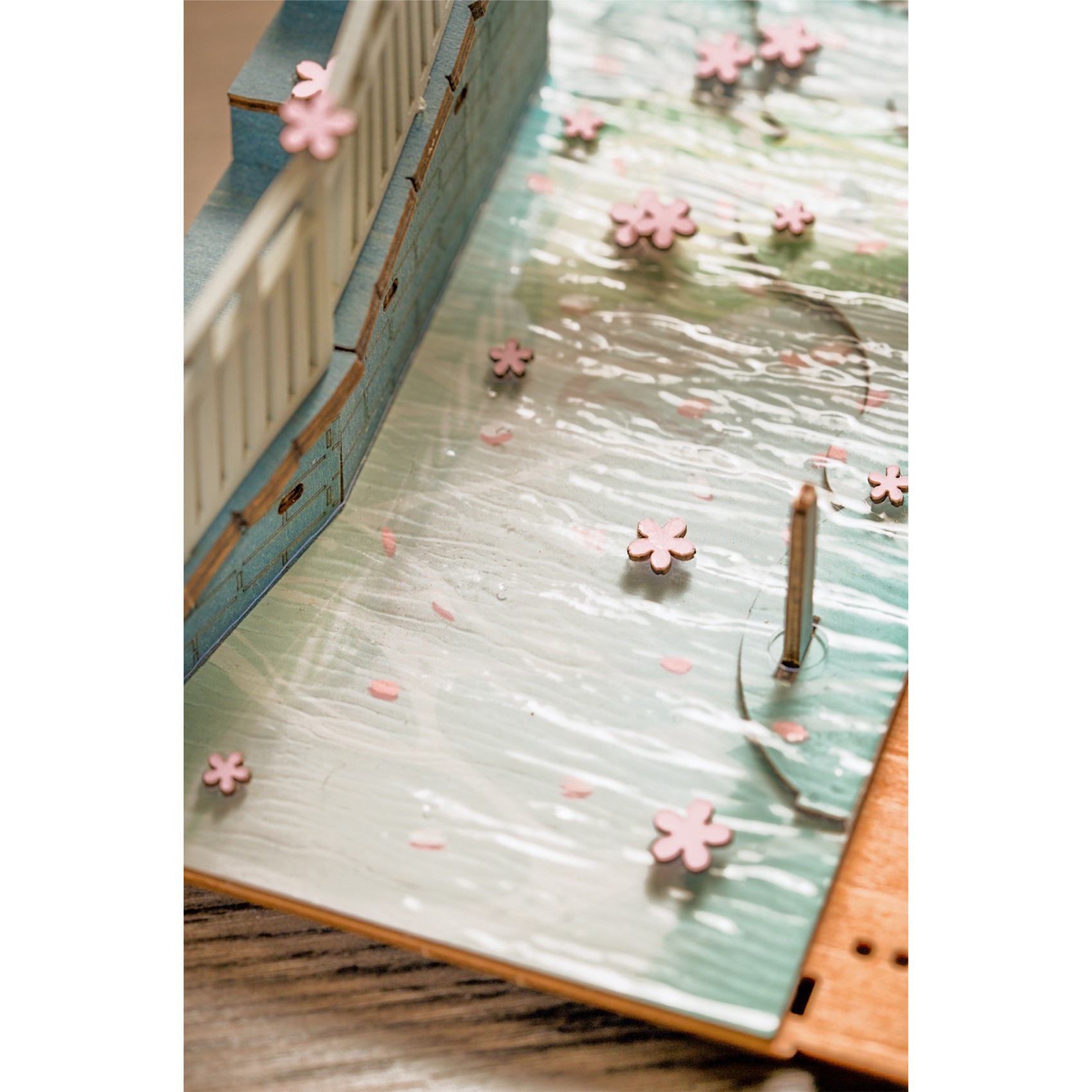 slide 3 of 9, Robotime Rolife Sakura Densya Diy Book Nook Shelf Insert Kit, 8.66 in x 7.48 in x 4.53 in