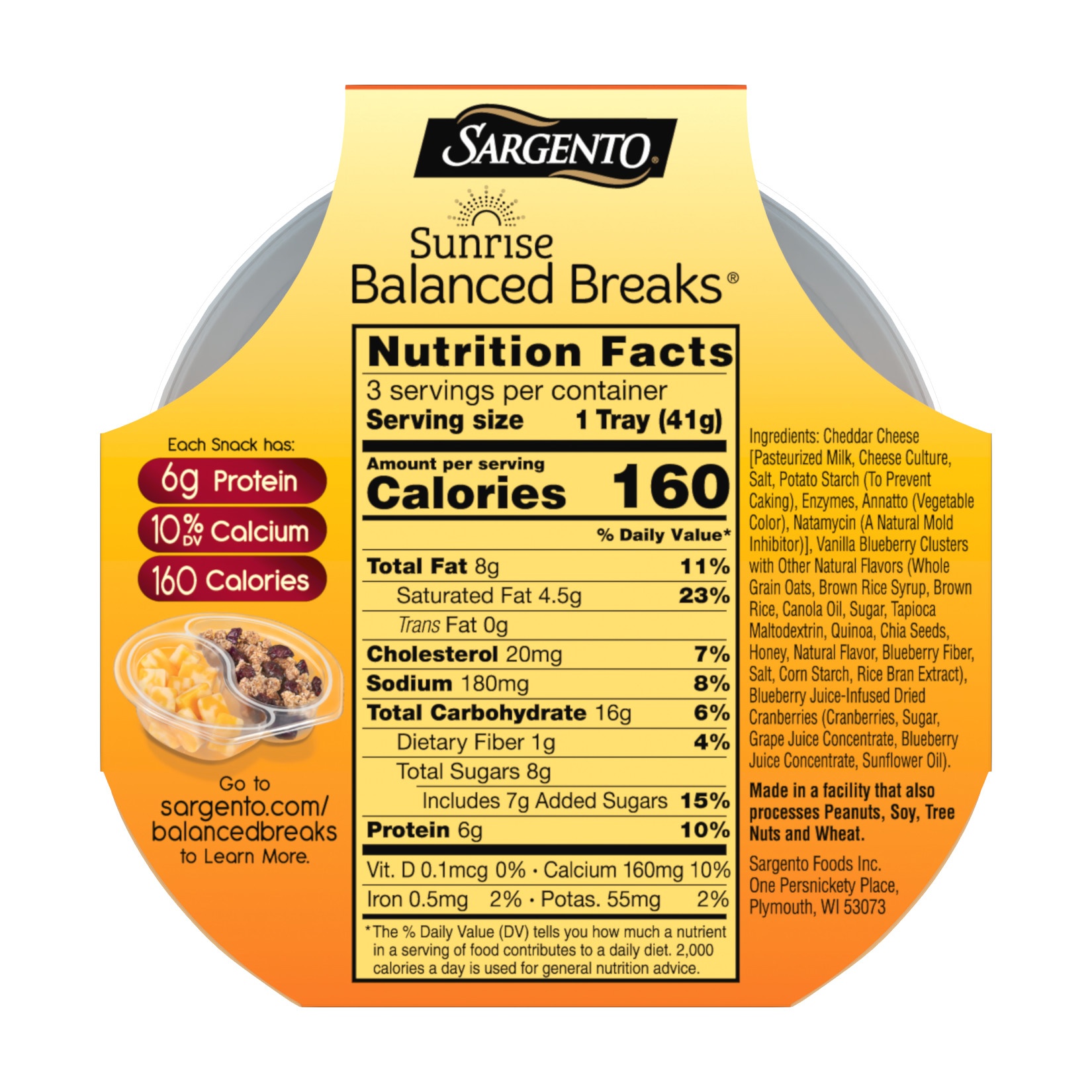 slide 2 of 7, Sargento Sunrise Balanced Breaks With Double Cheddar Cheese Blueberry Juiceinfused Cranberries And Vanilla Blueberry Quinoa Clusters, 4.35 oz