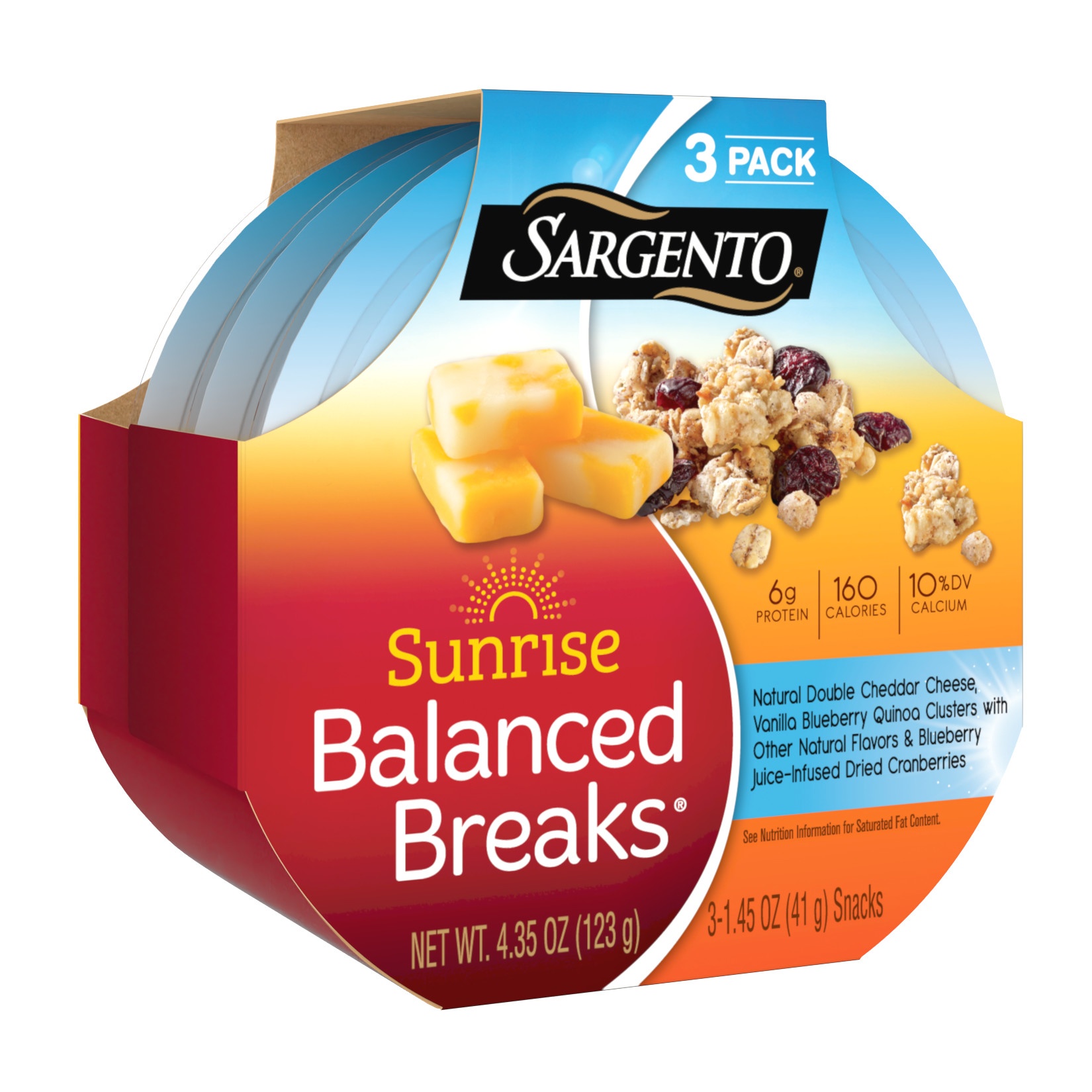 slide 3 of 7, Sargento Sunrise Balanced Breaks With Double Cheddar Cheese Blueberry Juiceinfused Cranberries And Vanilla Blueberry Quinoa Clusters, 4.35 oz