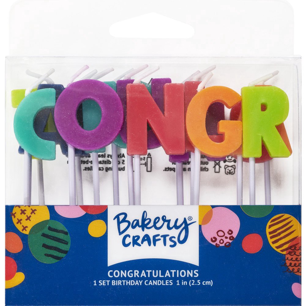 slide 1 of 1, Culpitt Congratulations Letters Cake Candles, 15 ct