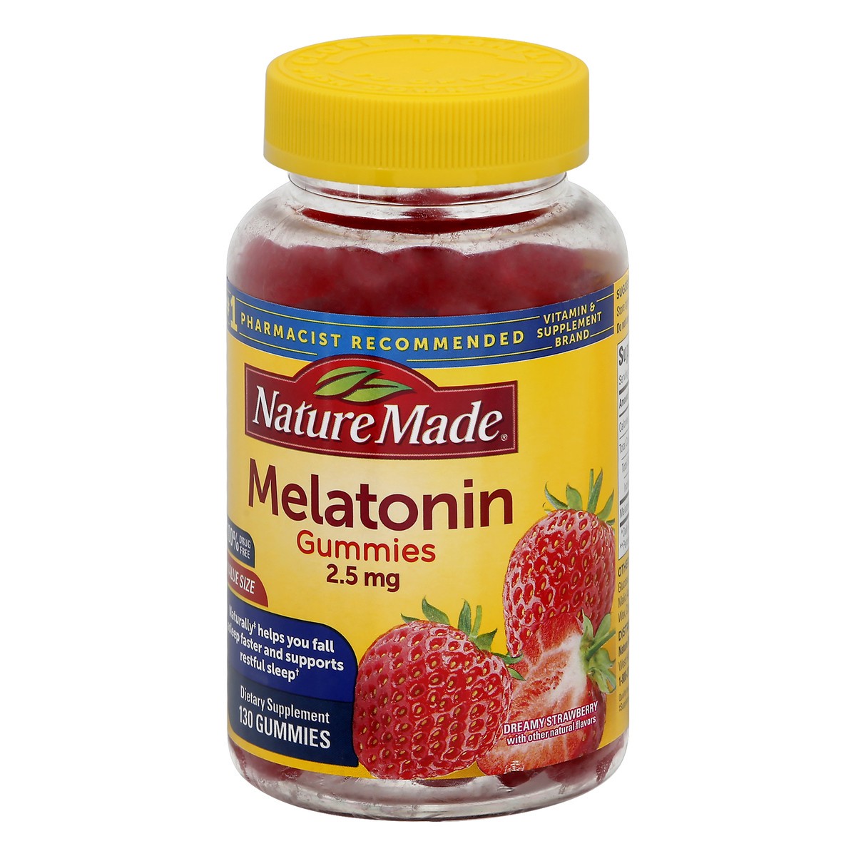 slide 12 of 12, Nature Made Melatonin 2.5 mg Gummies, 100% Drug Free Sleep Aid for Adults, 130 Gummies, 130 Day Supply, 130 ct