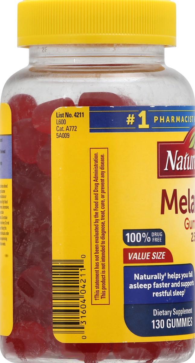 slide 2 of 12, Nature Made Melatonin 2.5 mg Gummies, 100% Drug Free Sleep Aid for Adults, 130 Gummies, 130 Day Supply, 130 ct