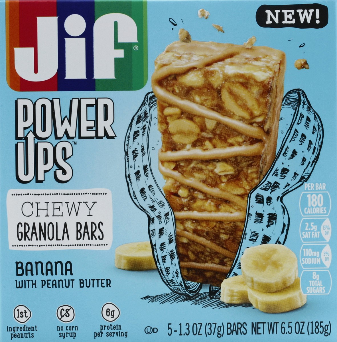 slide 4 of 4, Jif Granola Bars, Chewy, Banana with Peanut Butter, 5 ct