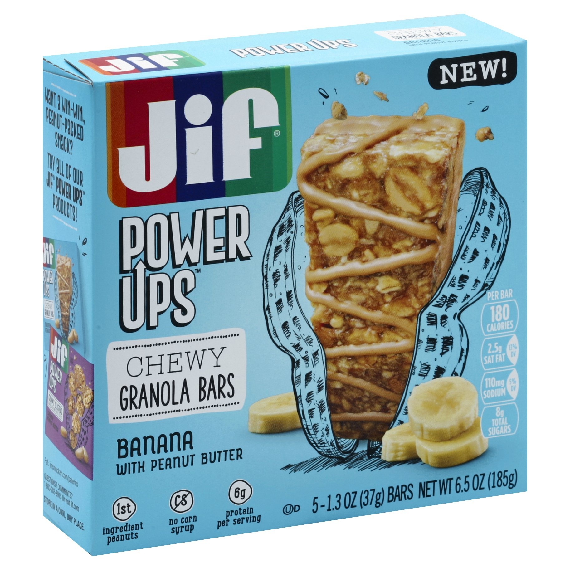 slide 1 of 4, Jif Granola Bars, Chewy, Banana with Peanut Butter, 5 ct