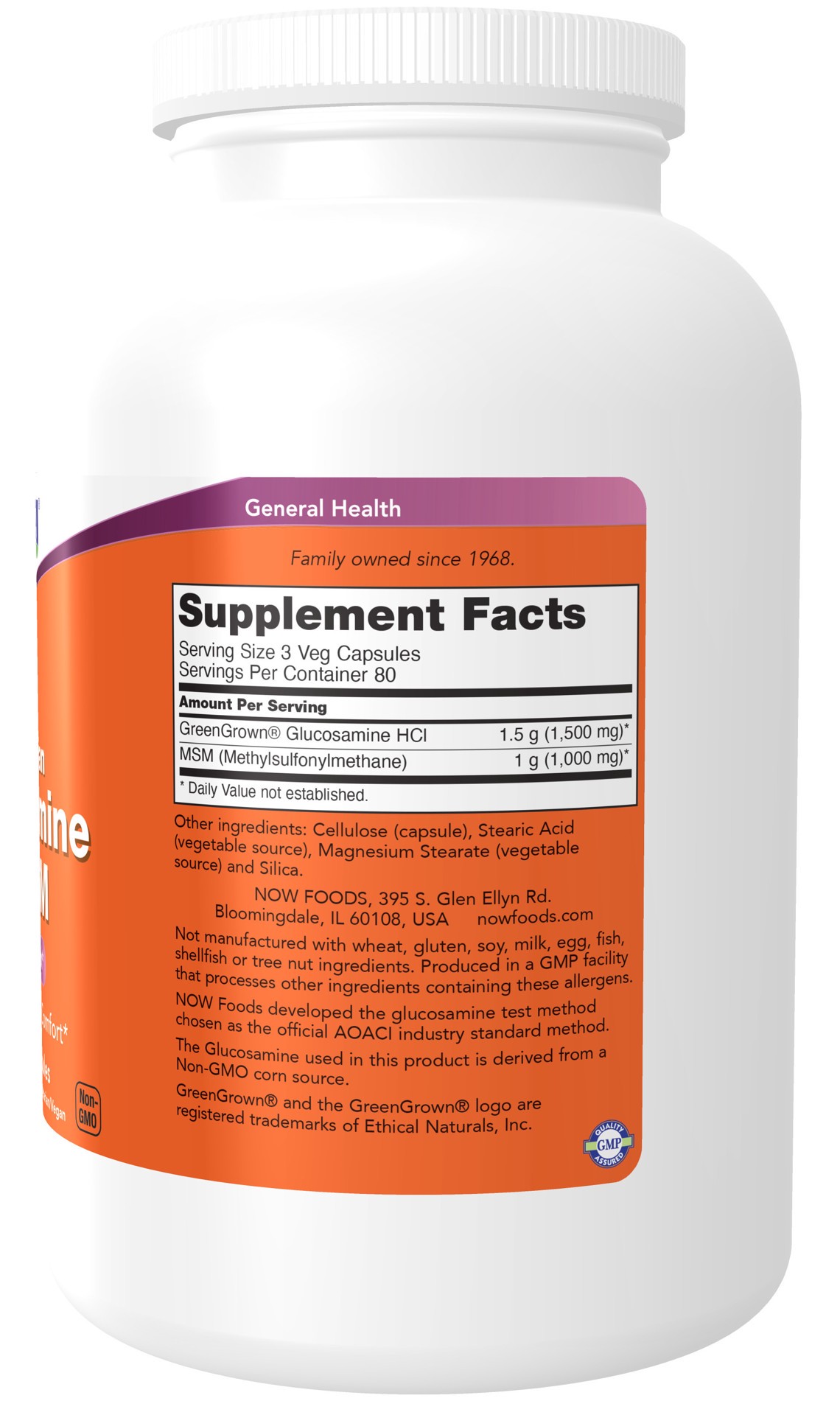 slide 4 of 4, NOW Supplements Glucosamine & MSM (Vegetarian) - 240 Veg Capsules, 240 ct