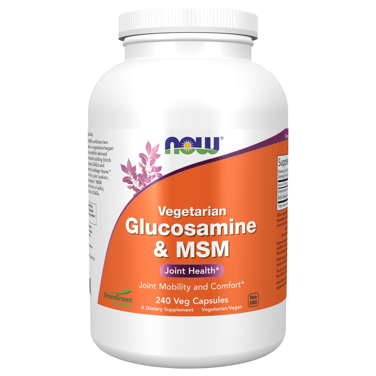 slide 1 of 4, NOW Glucosamine & MSM (Vegetarian) - 240 Veg Capsules, 240 ct