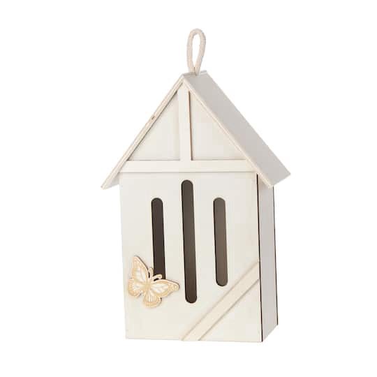 slide 1 of 3, 9" Plywood Butterfly House By Make Market, 9 in