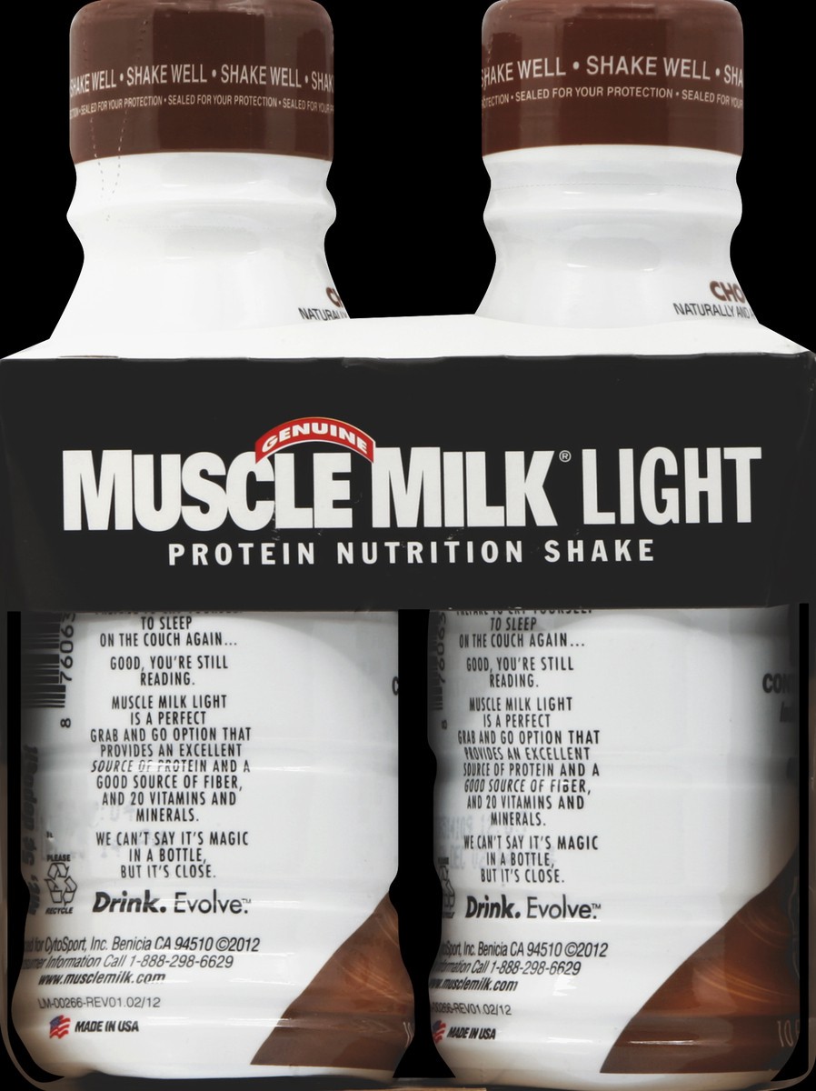 slide 3 of 5, Muscle Milk Protein Nutrition Shake, Chocolate, 4 ct