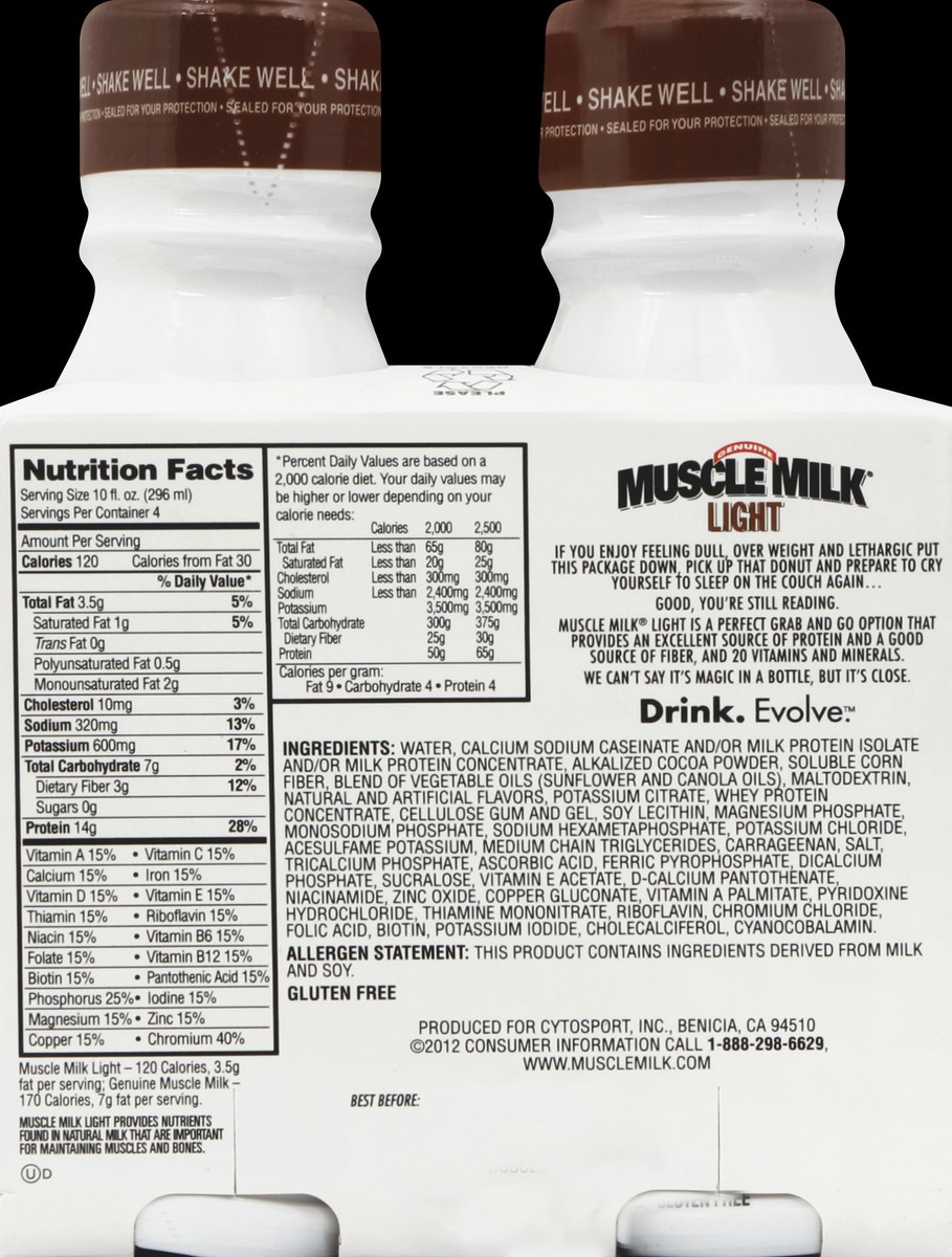 slide 5 of 5, Muscle Milk Protein Nutrition Shake, Chocolate, 4 ct