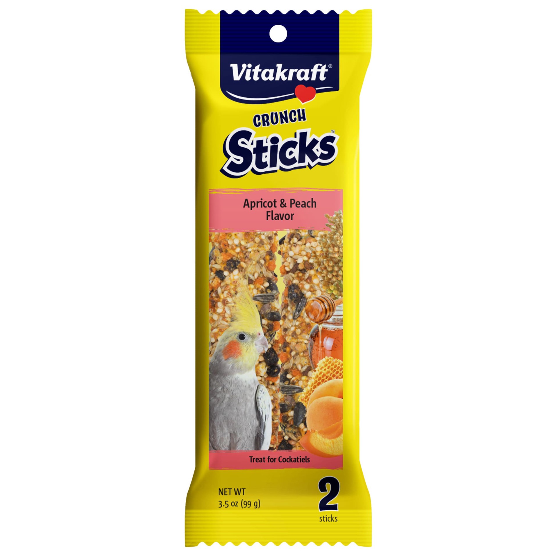 slide 1 of 1, Vitakraft Crunch Sticks Apricot & Peach Cockatiel Treat, 2 ct