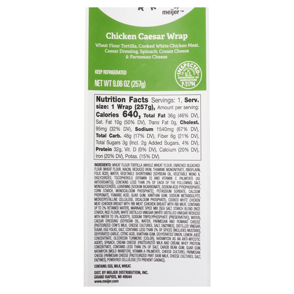 slide 5 of 9, Crafted Market by Meijer Chicken Caesar Wrap, 9 oz., 8 oz