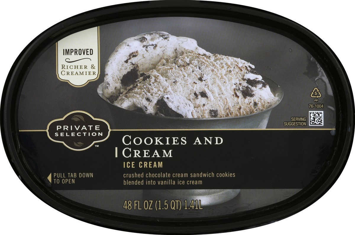 slide 6 of 6, Private Selection Ice Cream, Cookies and Cream, 48 oz