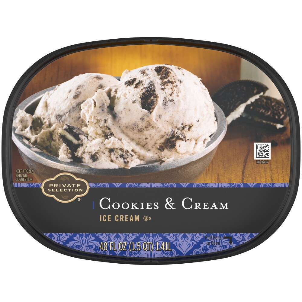 slide 6 of 6, Private Selection Ice Cream, Cookies and Cream, 48 oz