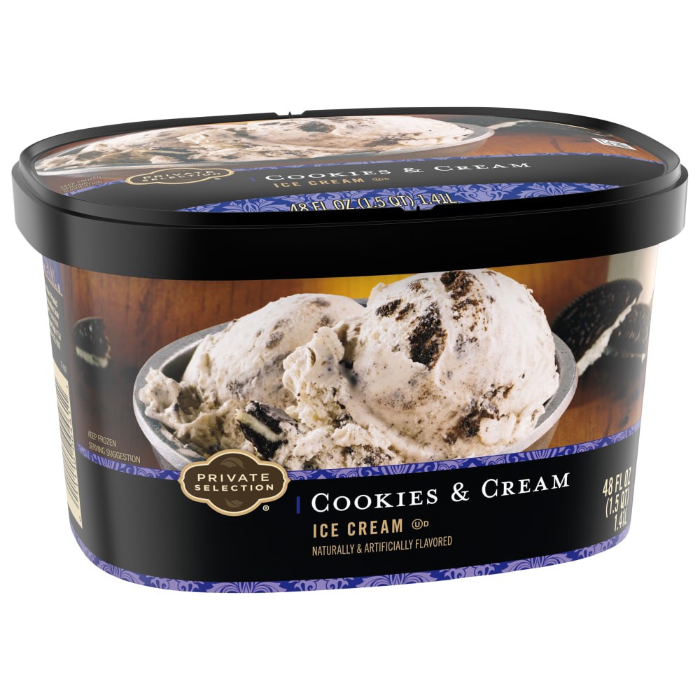 slide 1 of 6, Private Selection Ice Cream, Cookies and Cream, 48 oz