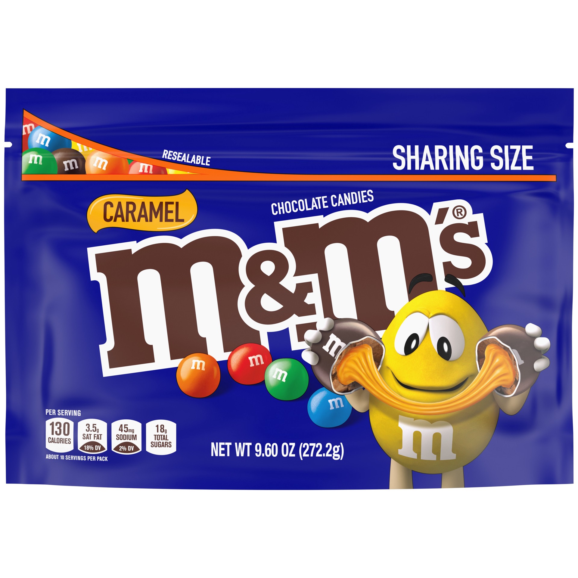 slide 1 of 8, M&M's Caramel Milk Chocolate Candy, Sharing Size, 9.6 oz Bag, 9.6 oz