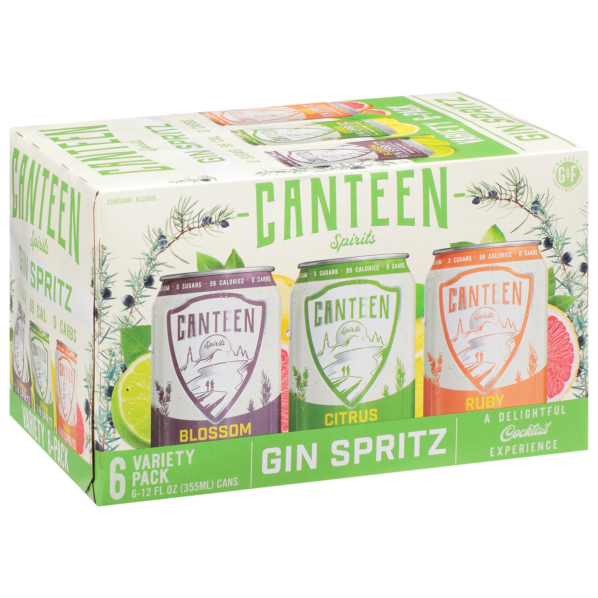 slide 5 of 9, Canteen 6 Pack Blossom/Citrus/Ruby Gin Spritz 6-12 fl oz Cans, 72 oz