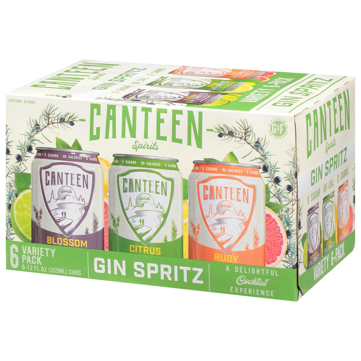 slide 4 of 9, Canteen 6 Pack Blossom/Citrus/Ruby Gin Spritz 6-12 fl oz Cans, 72 oz