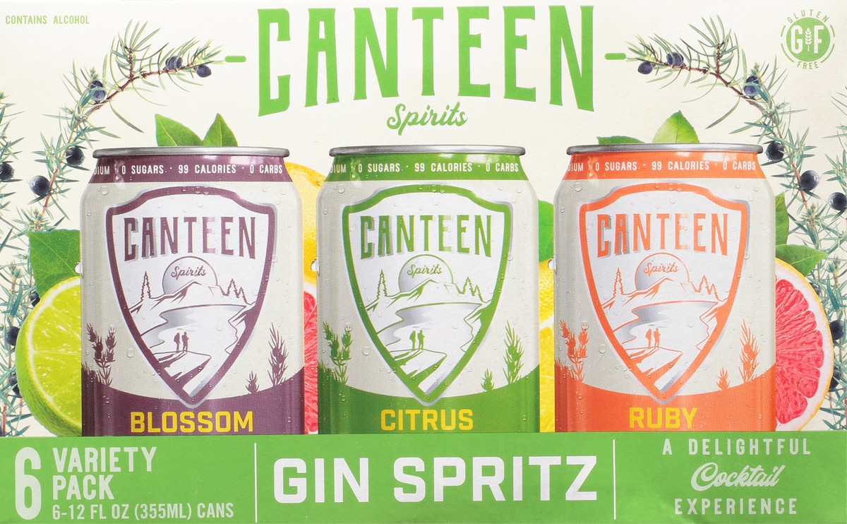 slide 9 of 9, Canteen 6 Pack Blossom/Citrus/Ruby Gin Spritz 6-12 fl oz Cans, 72 oz