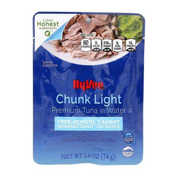 slide 1 of 1, Hy-Vee Chunk Light Tuna In Water, 2.6 oz