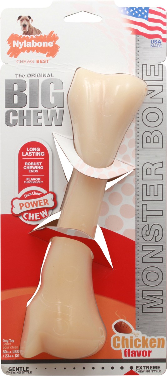 slide 1 of 10, Nylabone Power Chew Monster Bone Big Dog Chew Toy Chicken XX-Large/Monster - 50++ lbs.(1 Count), 1 ct