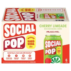 Social Pop Modern Hard Soda, Cherry Limeade - 6 x 12 fl oz