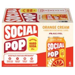 Social Pop Modern Hard Soda, Orange Cream (12 fl. oz. Can, 6pk)
