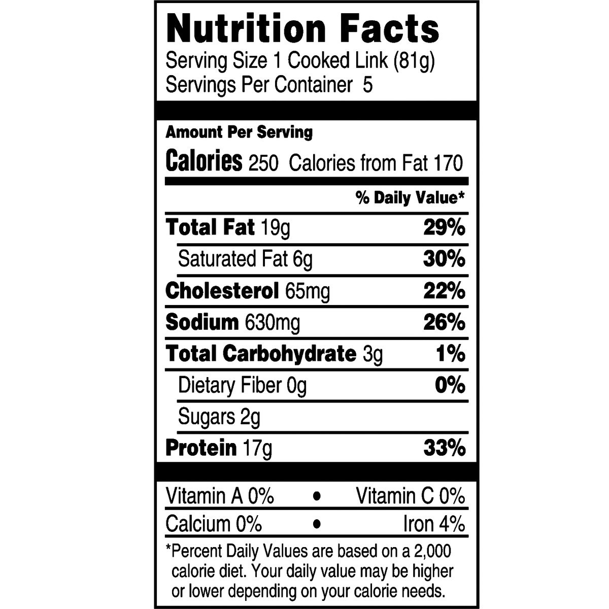 slide 7 of 7, Hillshire Farm All Natural* Original Bratwurst Pork Sausages, 5 Count, 19 oz. (Fresh), 1.19 lb