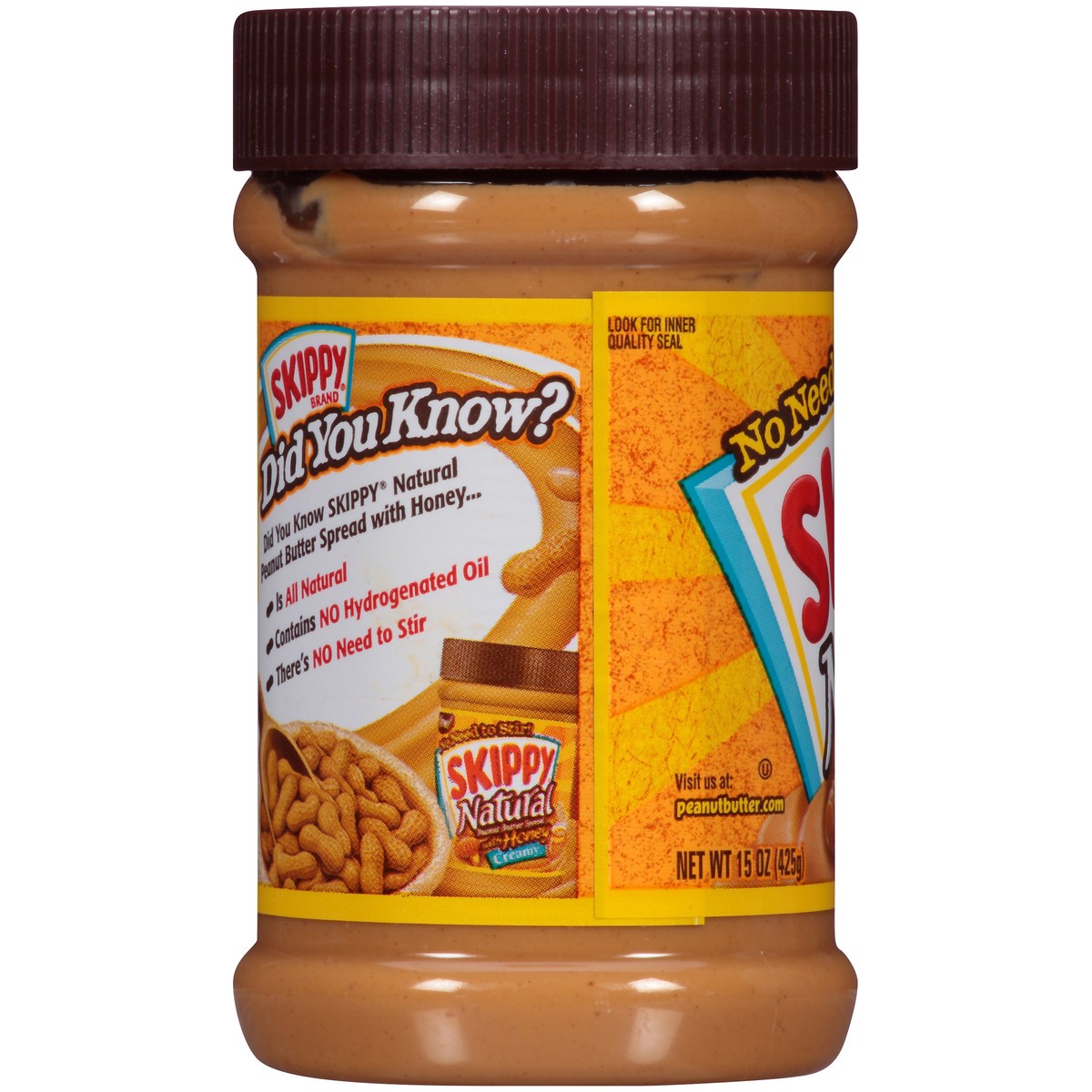 slide 12 of 12, Skippy Natural Creamy Peanut Butter Spread with Honey 15 oz. Jar, 15 oz