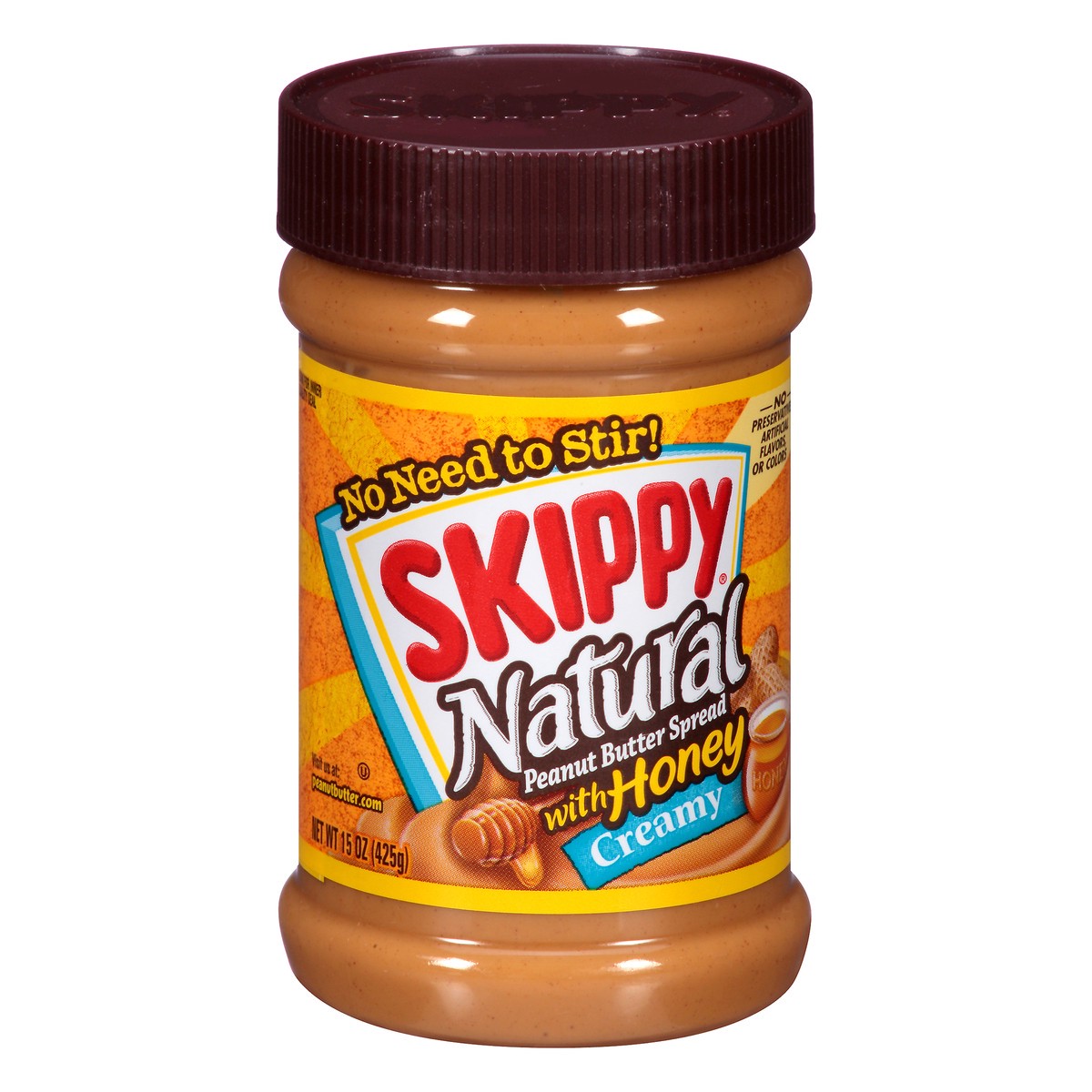 slide 9 of 12, Skippy Natural Creamy Peanut Butter Spread with Honey 15 oz. Jar, 15 oz