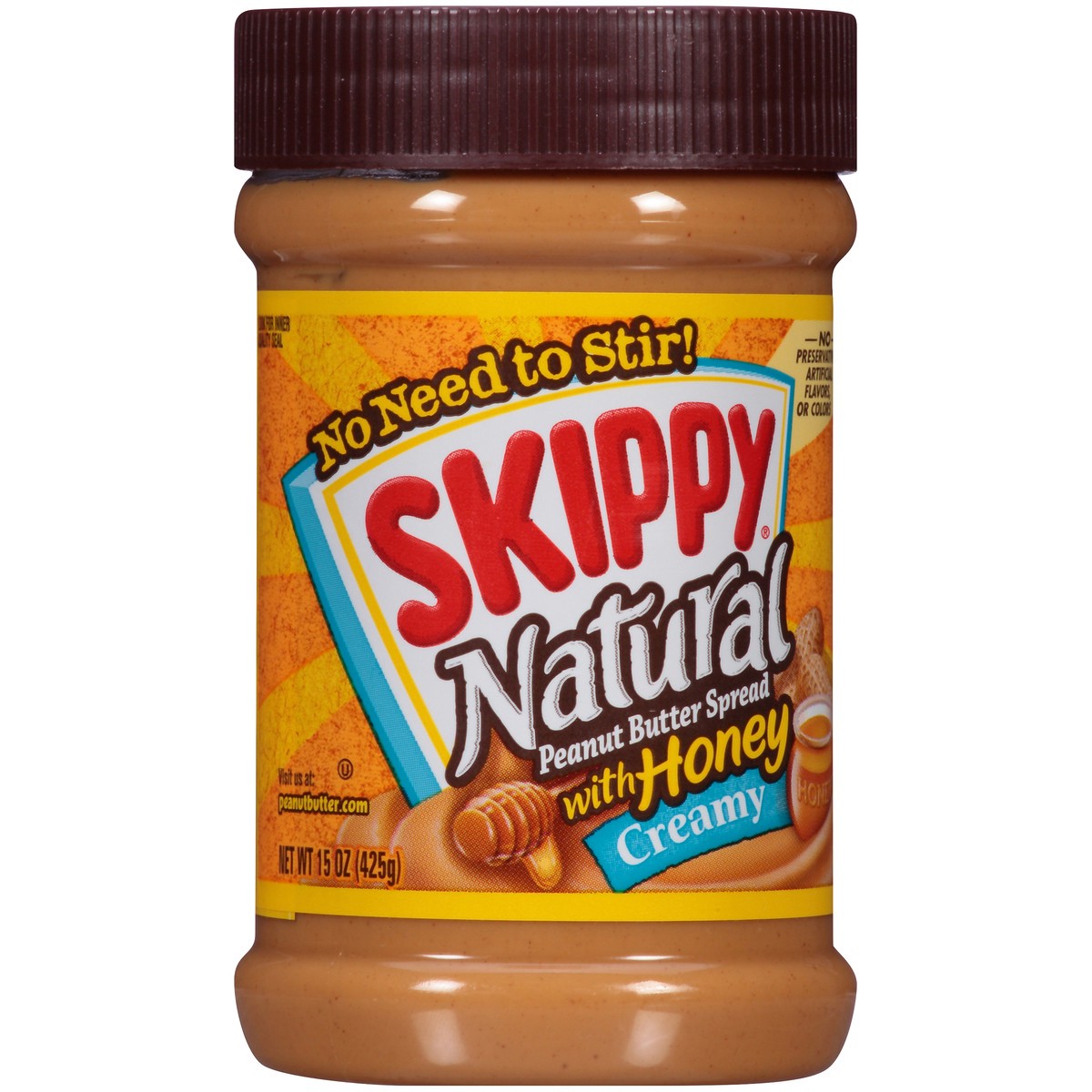 slide 8 of 12, Skippy Natural Creamy Peanut Butter Spread with Honey 15 oz. Jar, 15 oz