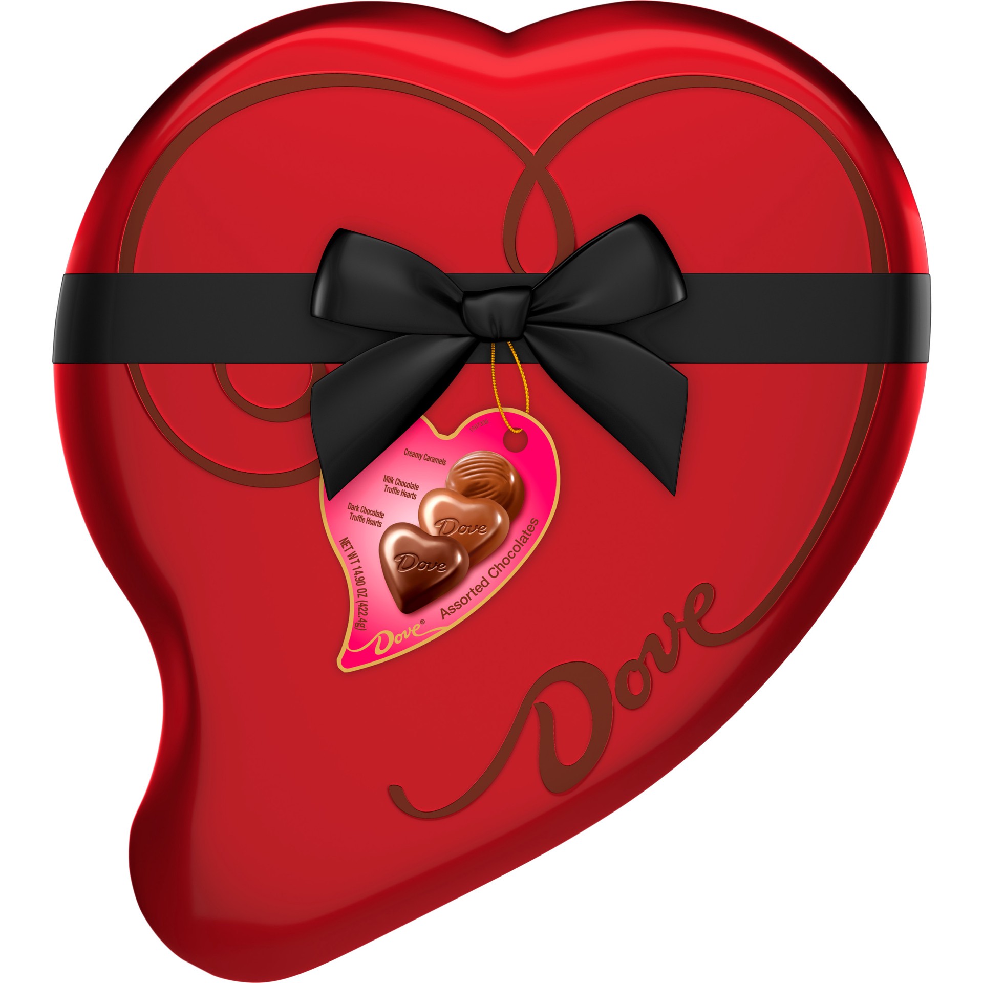 slide 1 of 8, DOVE Valentines Day Assorted Chocolate Candy, Heart-Shaped Gift Tin, 14.9 oz, 14.9 oz