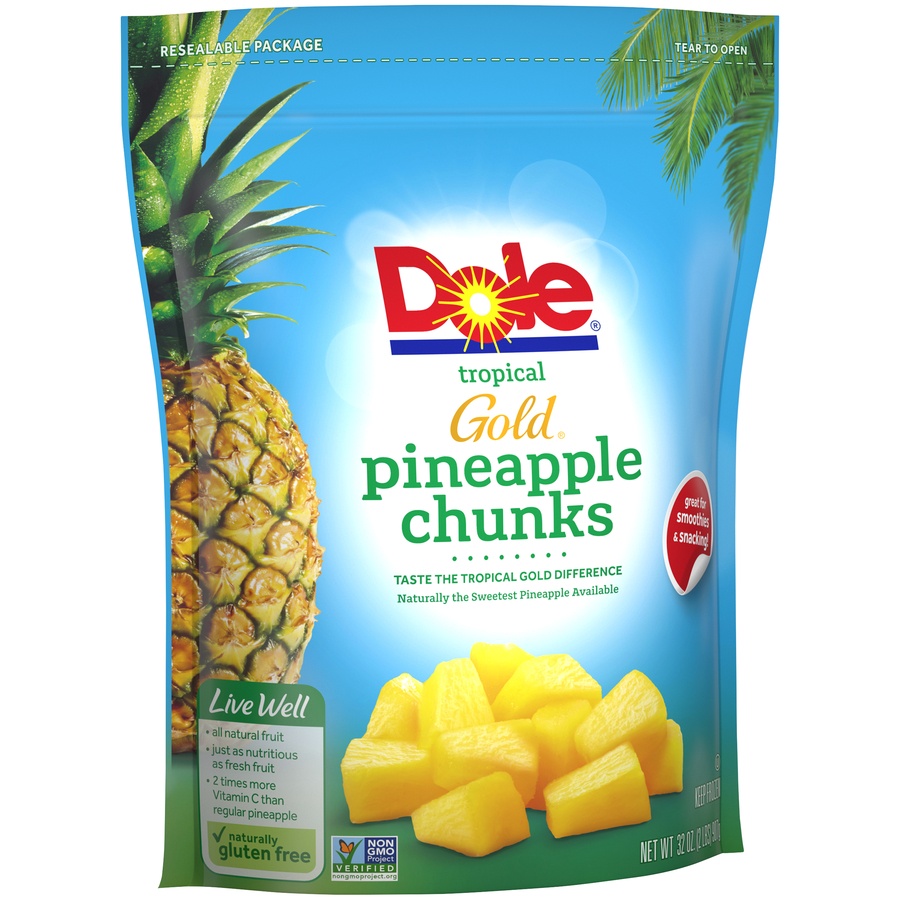 Dole Gold Tropical Pineapple Chunks Frozen Fruit 32 oz | Shipt