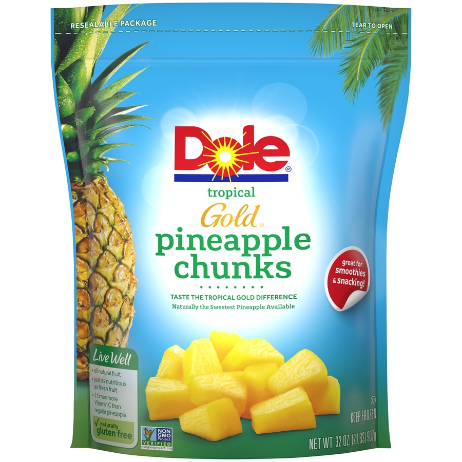 Dole Gold Tropical Pineapple Chunks Frozen Fruit 32 oz | Shipt