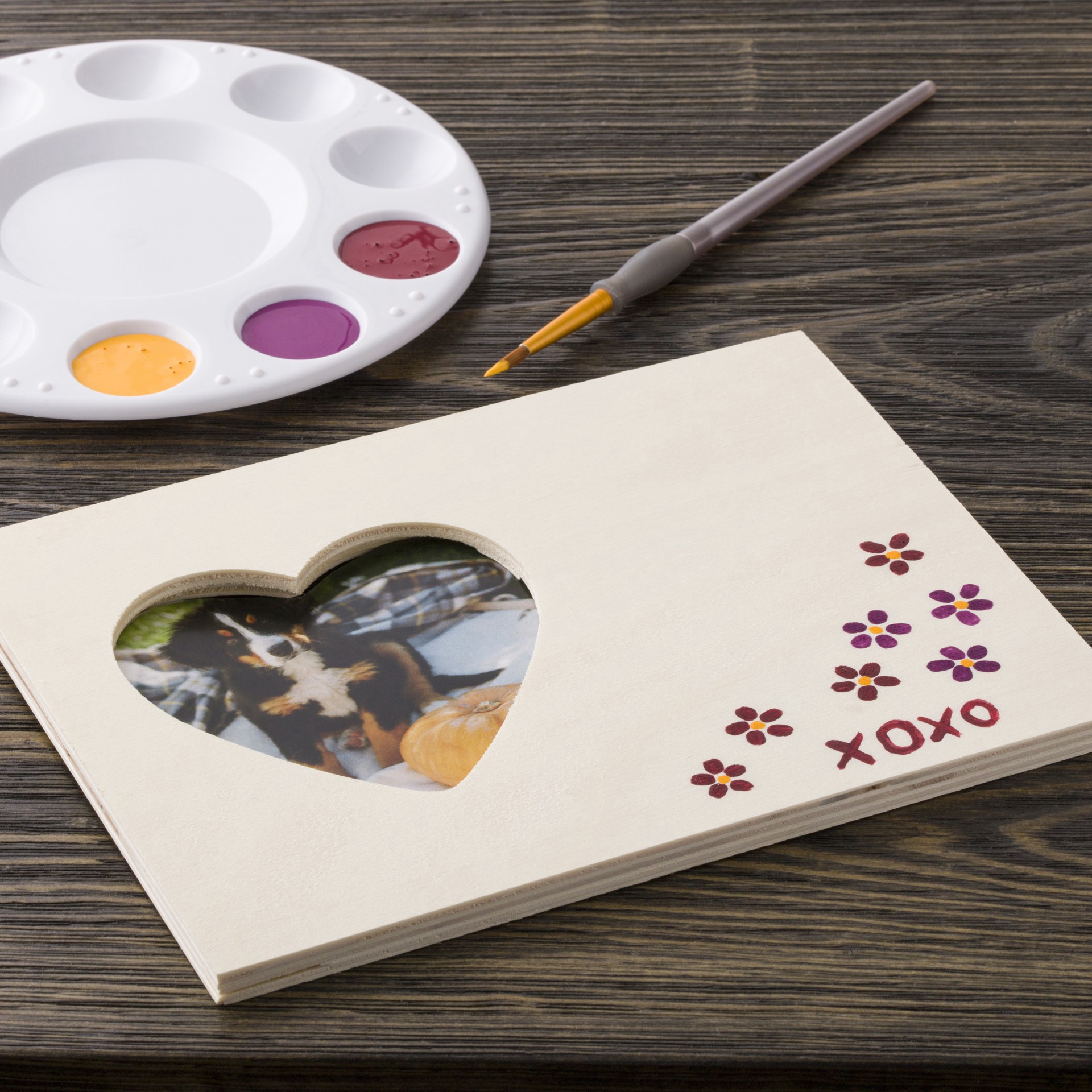 slide 4 of 5, 8.5" X 6.5" Wood Frame With Heart Opening By Make Market, 8.5 in x 6.5 in