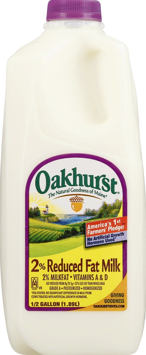 slide 3 of 13, Oakhurst 2% Reduced Fat Milk - 1/2 gal, 1/2 gal
