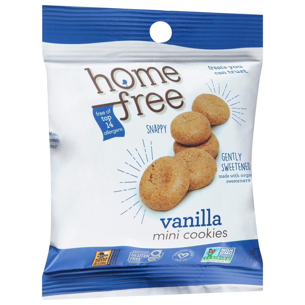 slide 5 of 9, Homefree Mini Vanilla Cookies 1.1 oz, 1.1 oz