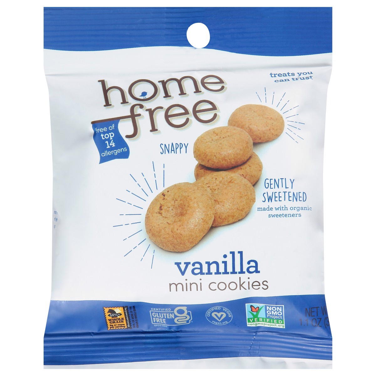 slide 1 of 9, Homefree Mini Vanilla Cookies 1.1 oz, 1.1 oz