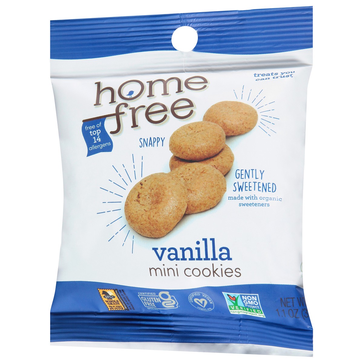 slide 2 of 9, Homefree Mini Vanilla Cookies 1.1 oz, 1.1 oz
